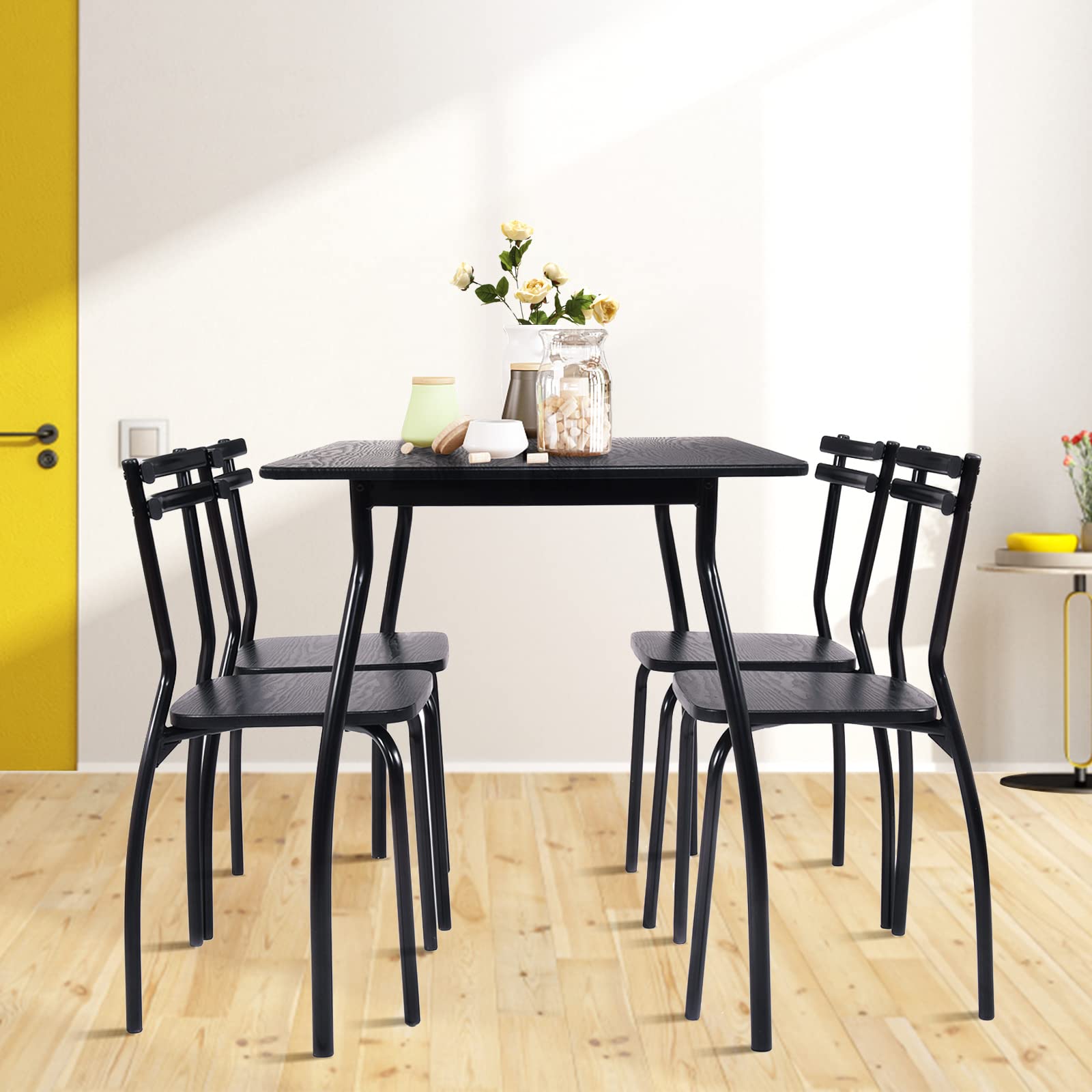 Giantex 5Pcs Dining Table Set, Rectangular Dining Table Furniture Set, Modern Dining Table and Chairs Set