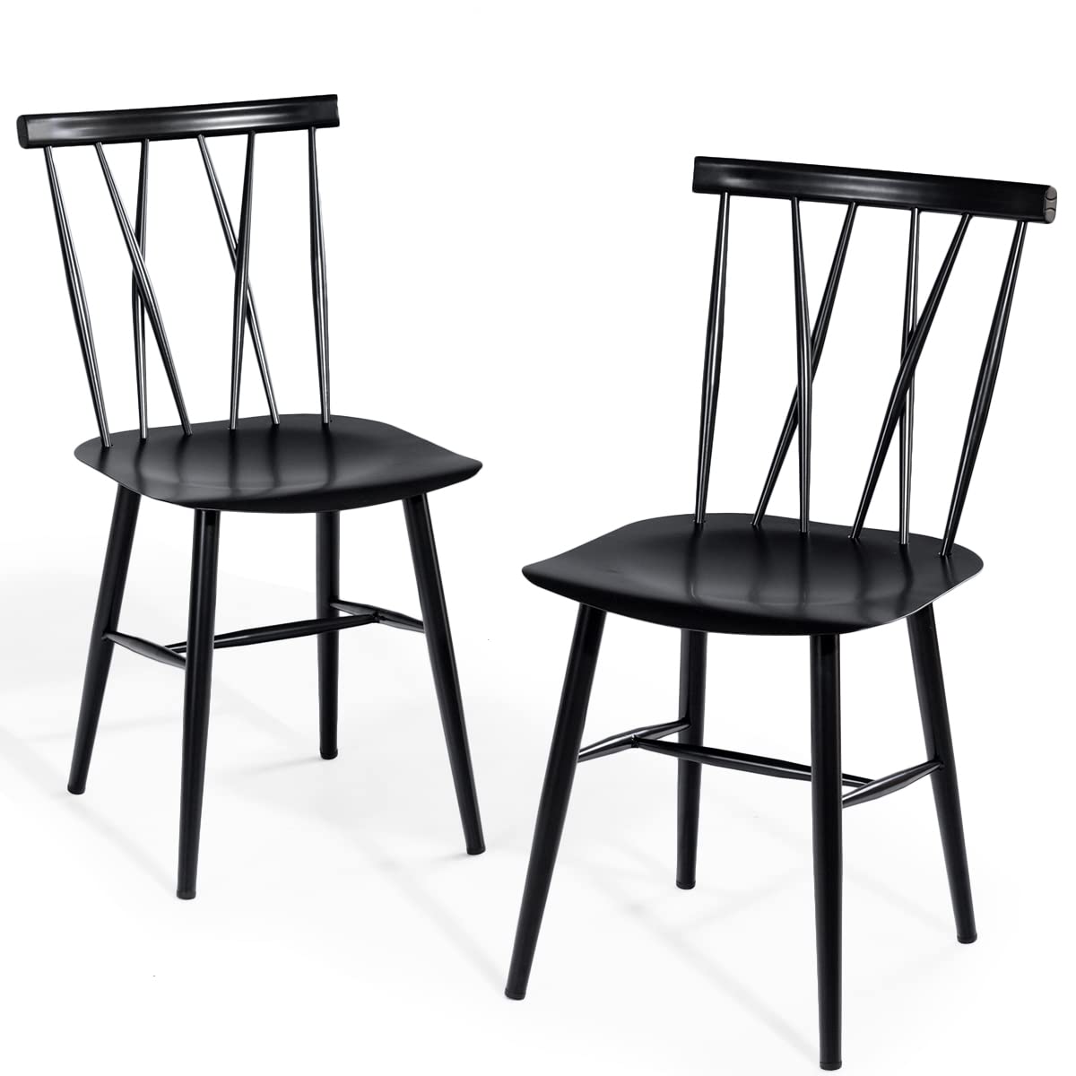 Giantex Set of 2 Steel Dining Chairs, Black Counter Height Chairs