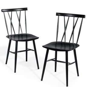 Giantex Set of 2 Steel Dining Chairs, Black Counter Height Chairs