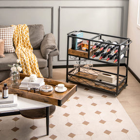Giantex Home Bar Serving Cart, 3-Tier Rolling Bar Cart with Removable Tray
