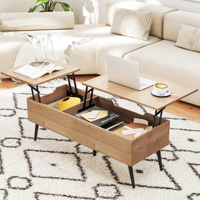 Heavy-Duty Metal Frame Tea Table Center Table w/Hidden Compartments