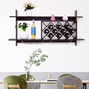 Giantex Wall-mounted Wine Rack, Modern Wine Shelf Organizer