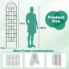 2 Pack 220cm x 50cm Metal Garden Trellis Outdoor Decorative for Climbing Plants