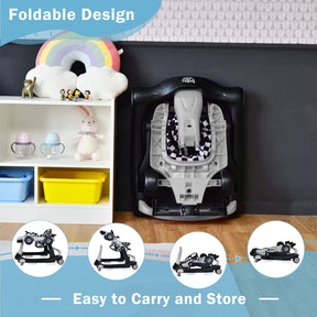 4-in-1 Baby Walker, Foldable Activity Car Baby Walker w/3 Adjustable Height
