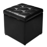 40CM Cube Ottoman, Pouffe Storage Box Lounge Seat Footstools w/Hinge Top & Bottom Feet