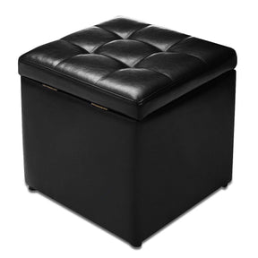 40CM Cube Ottoman, Pouffe Storage Box Lounge Seat Footstools w/Hinge Top & Bottom Feet
