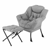 Lazy Chair with Ottoman, Modern Accent Chair with Folding Footrest, Head Pillow, Armrests, Storage Pocket