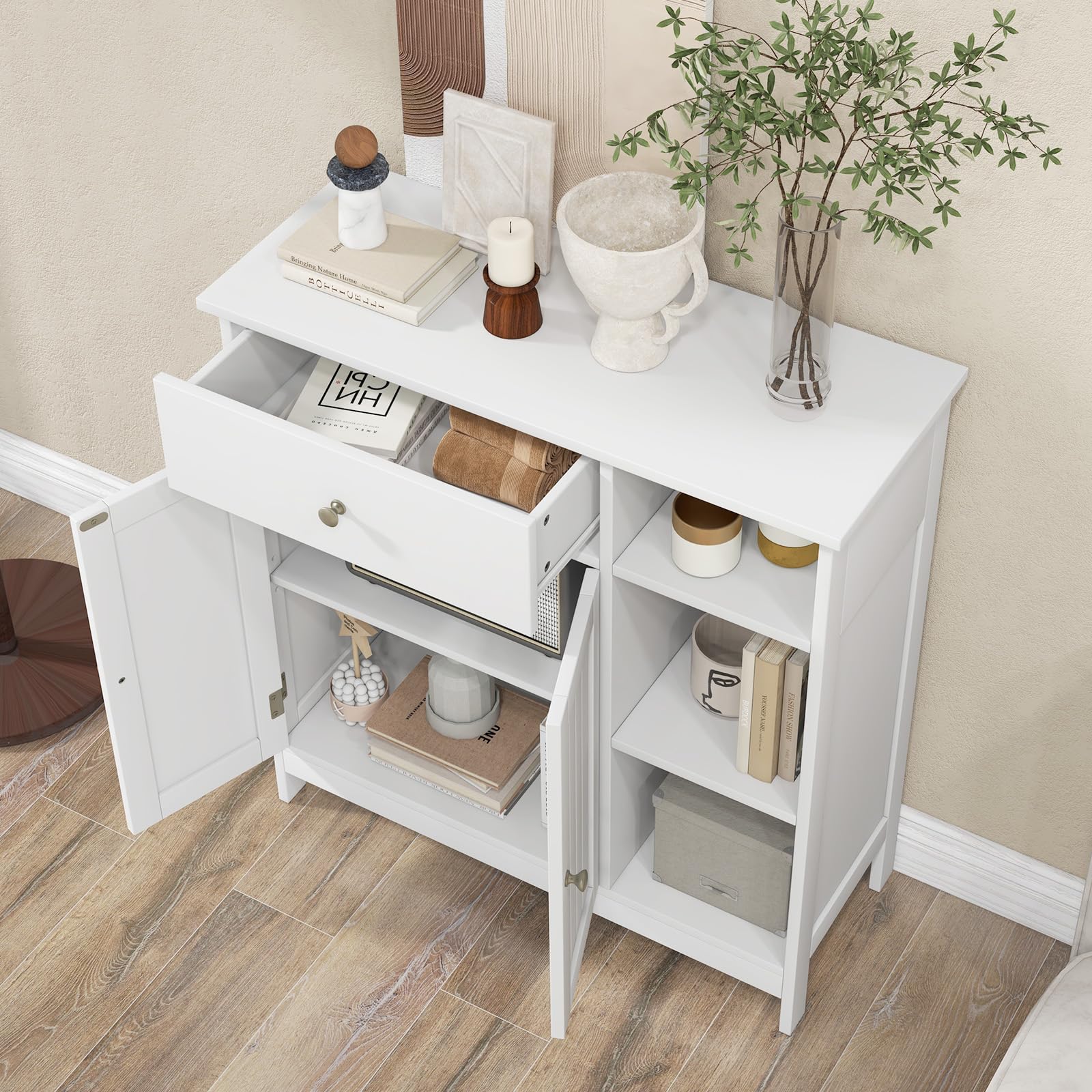 Giantex Bathroom Floor Cabinet, Freestanding Kitchen Cupboard Storage Organizer