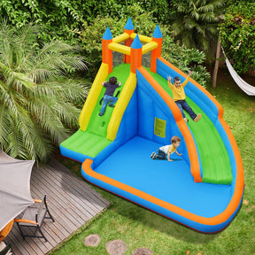 Inflatable Water Slide Bouncer, Children Wet & Dry Bounce House with Climbing Wall (with 450W Blower)