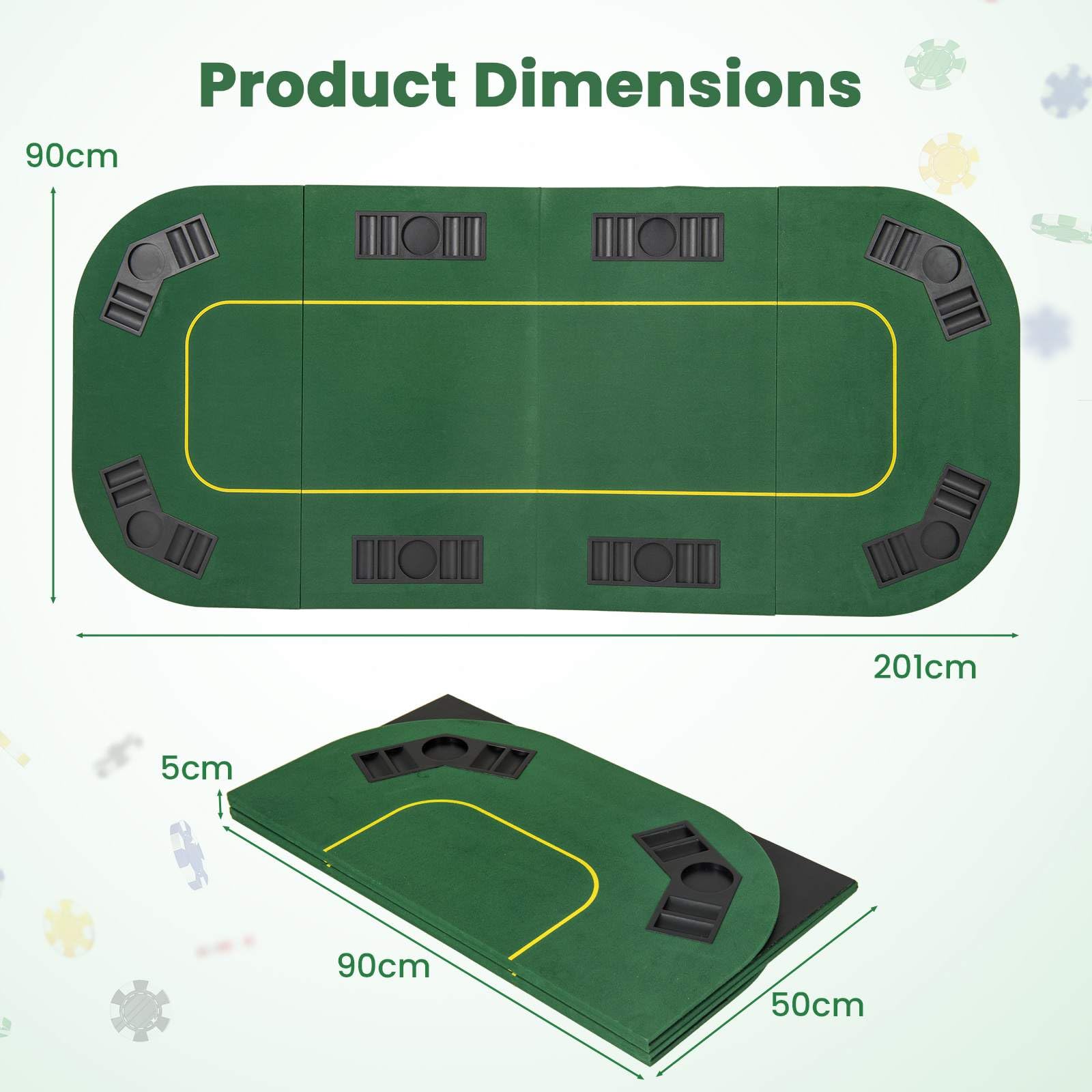 201 x 90 CM 8-Player Foldable Poker Table Top