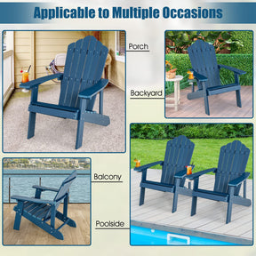 Adirondack Chair, HIPS Adirondack Chair w/Cup Holder, Realistic Wood Grain, Weather Resistant Outdoor Chair for Patio
