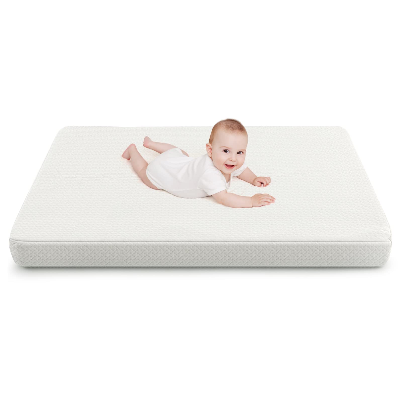 Baby Cot Mattress, Dual Sided 8CM Thickness Toddler 97 x 68 cm Crib Mattress Pad w/Waterproof