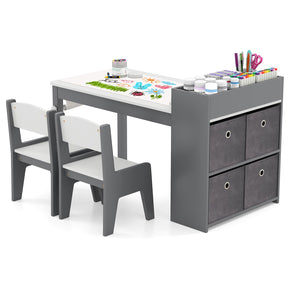Wooden Kids Craft Study Desk w/Storage Shelves