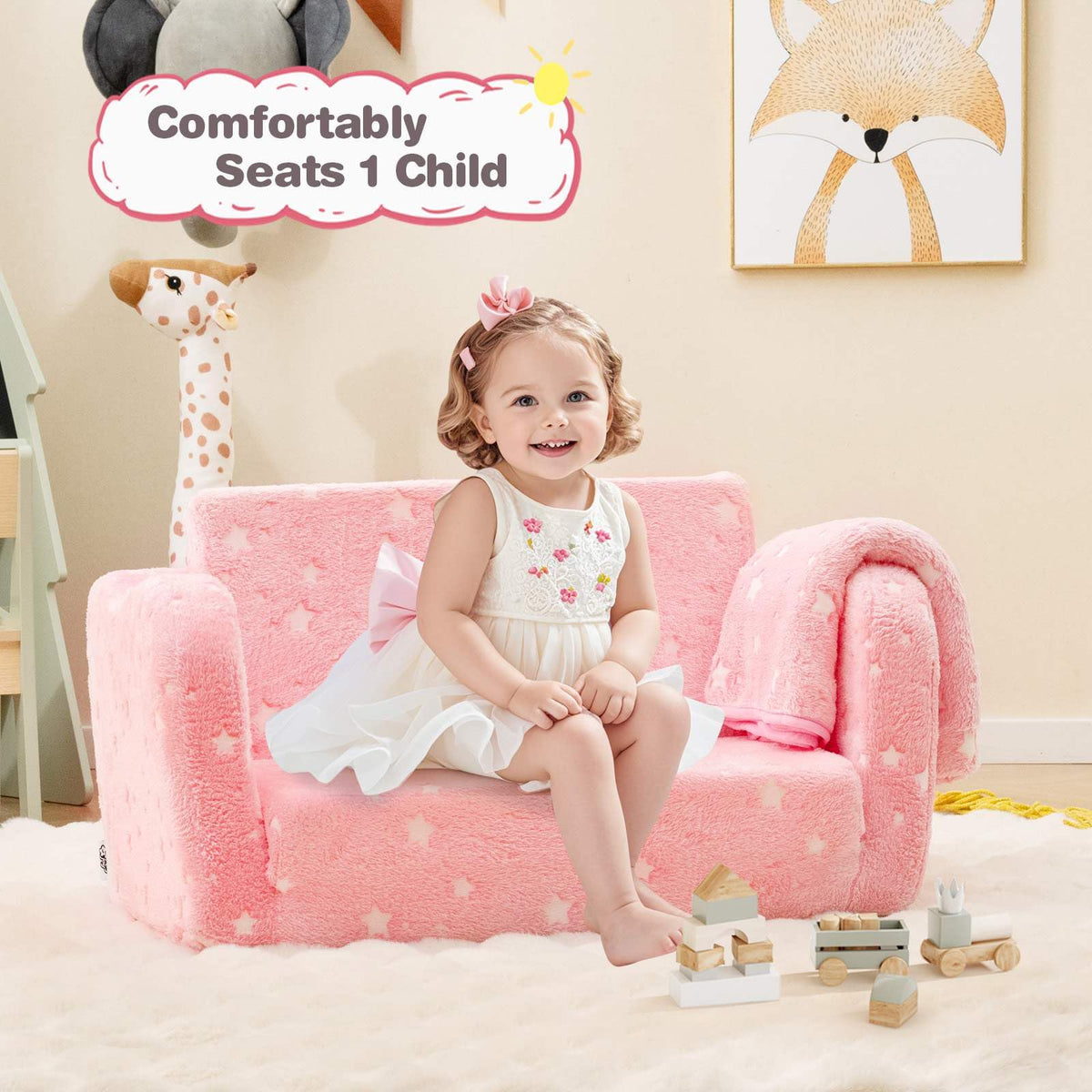 Glow in The Dark Toddler Chair with Blanket