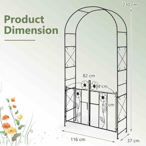 2 in 1 Garden Arbor, Decorative Wedding Arch w/ Door & Latch, Trellis for Climbing Plants