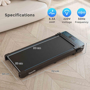 140kg Capacity Under Desk Treadmill Walking Pad w/Remote & APP Control LED