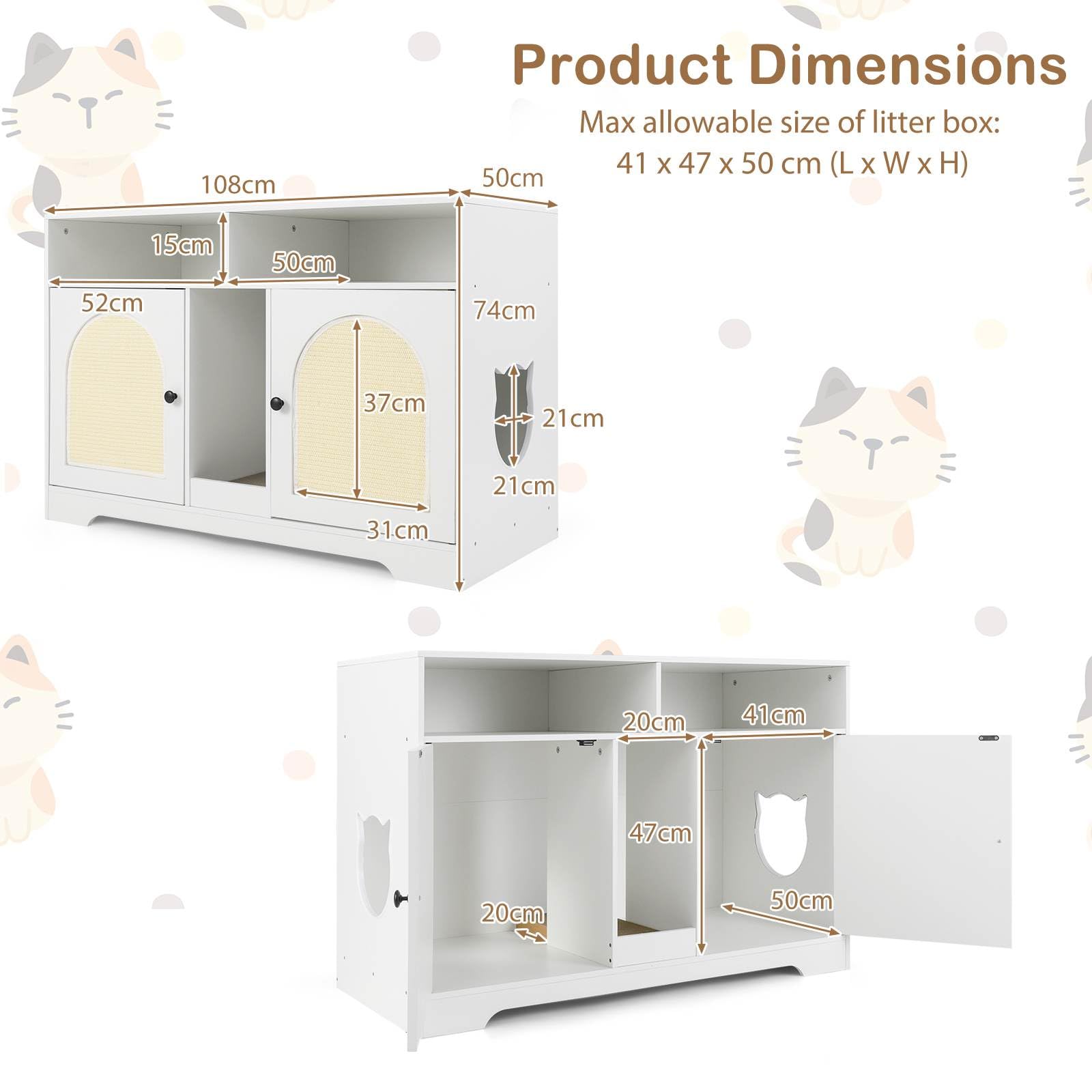 108 cm Hidden Cat Washroom Furniture w/Storage