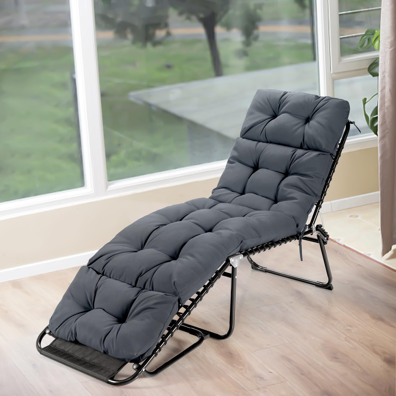 186 x 56cm Patio Lounge Chair Cushion Non-Slip High Back Chair Cushion for Lawn