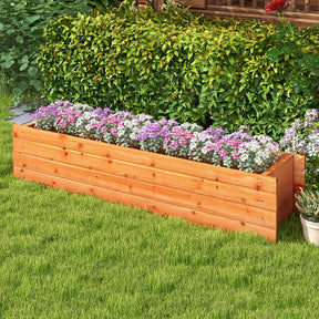 Raised Garden Bed, Fir Wood Planter Box with 2 Drainage Holes & 3 Added Bottom Crossbars