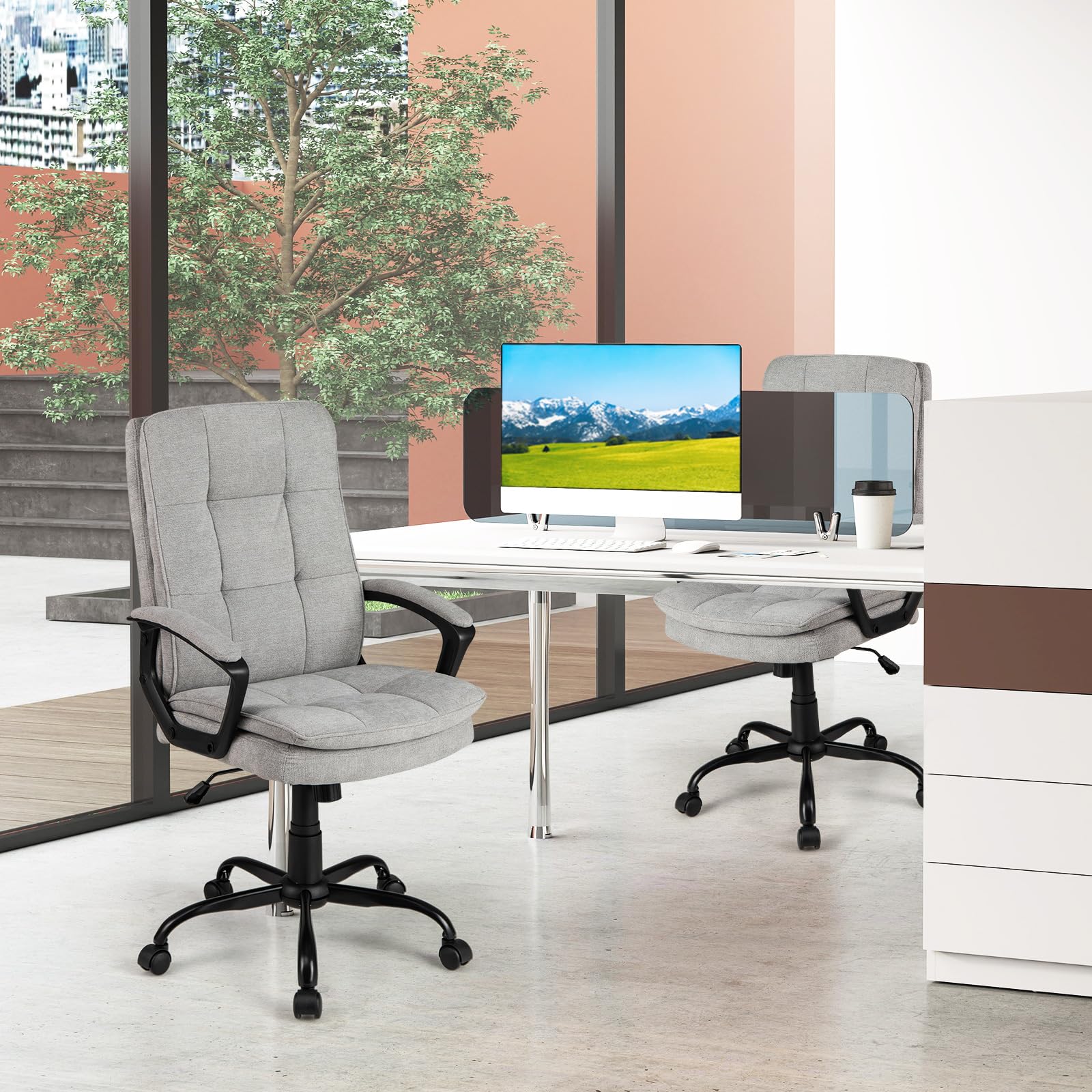 Height-Adjustable Office Chair Ergonomic Computer Armchair w/Rocking Function