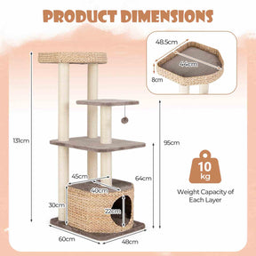 131cm Cattail Cat Tower for Indoor Kittens & Adult Cats