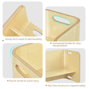 HONEY JOY Kids Table and Chair Set, 3 Pieces Wooden Activity Table Bench w/Storage Shelves