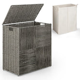 110 L Laundry Hamper with Lid, Hand-woven Rattan Laundry Basket with Convenient Handles & Removable Liner Bag