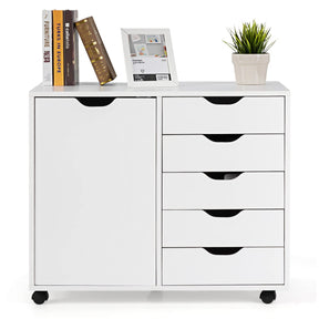 Giantex 5-Drawer Mobile Side Cabinet, Lateral Filing Organizer