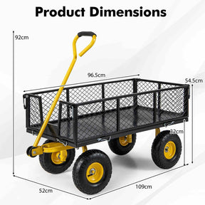 Outdoor Platform Cart w/4 Removable Side Panels, 26cm All Terrain Wheels