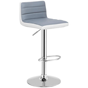 Giantex 2PC Gray & White Bar Stools, Modern Swivel Barstools, Adjustable Height, Gas Lift, PU Leather Seat