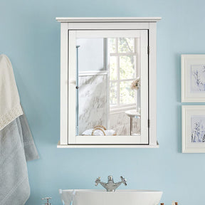 Bathroom Cabinet W/Mirror, Mirror Cabinet W/5-level Height-Adjustable Shelf, Wood Wall Cabinet