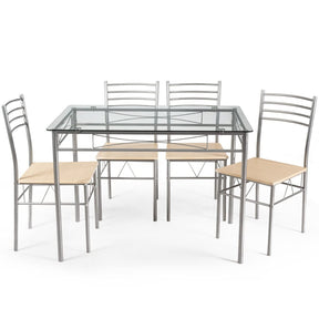 Giantex 5-Piece Kitchen Table Set, Dining Table with 4 High Back Chairs, Rectangular Table and Chairs Set for Dining Room