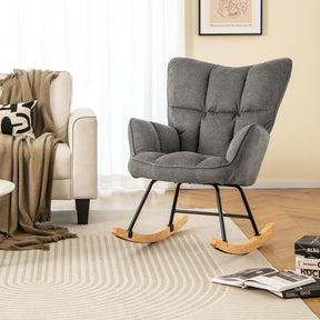 Giantex Linen Rocking Chair, Modern Accent Chair with Backrest, Padded Armrests & Seat