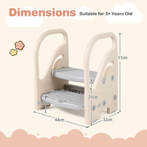 Toddler Step Stool, Adjustable 2/3-Step Helper Ladder Stool with Safety Handles & Non-slip Pads