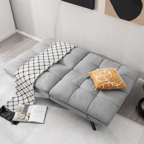Convertible 3 Seater Sofa Bed, Memory Foam Futon Couch Bed w/Adjustable Backrest & Armrests