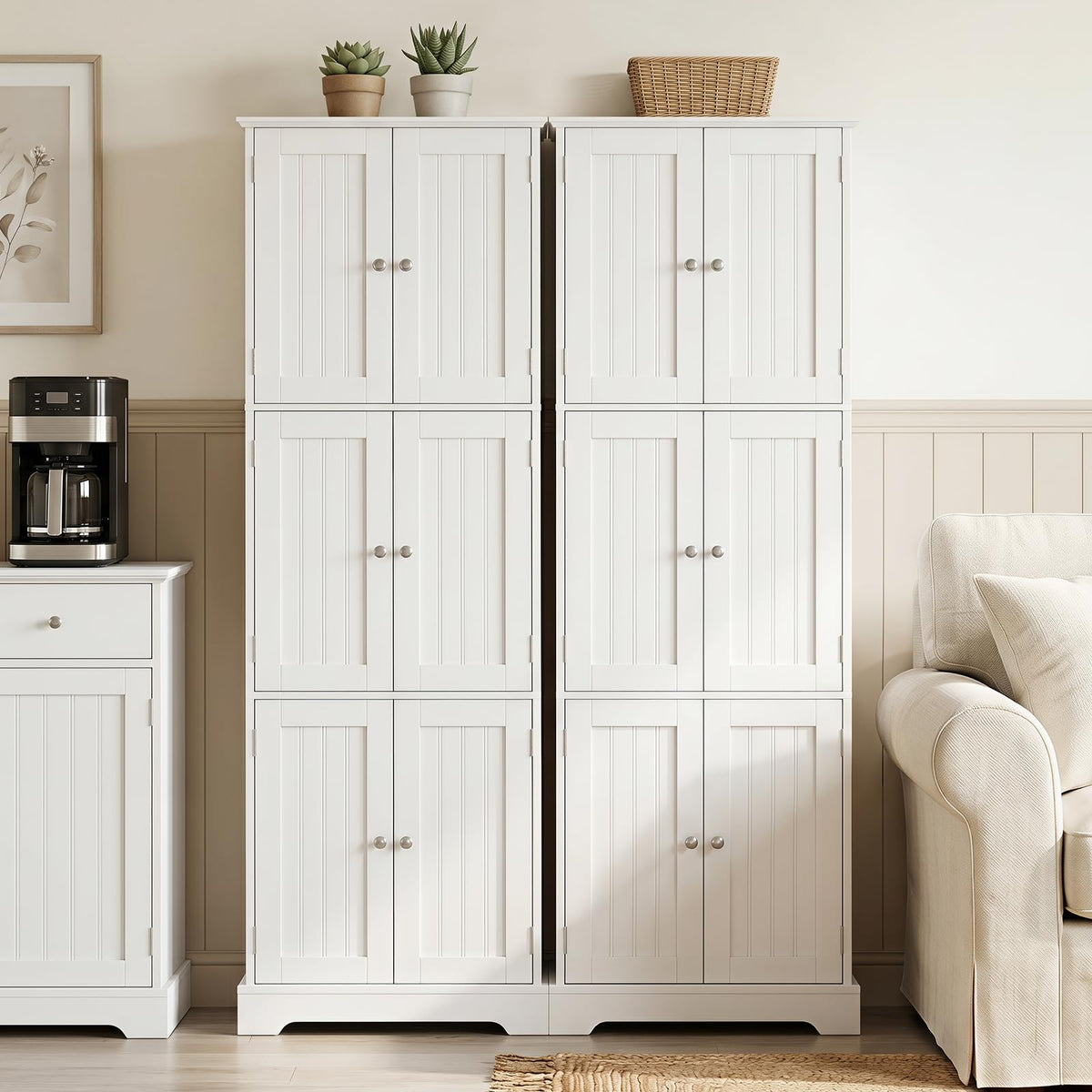 Tall Bathroom Storage Cabinet with 6 Doors, 60 x 30 x 160 CM