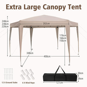 4 x 3.5 m Hexagonal Pop-Up Canopy Tent, Heavy-Duty Height Adjustable Gazebo Shelter