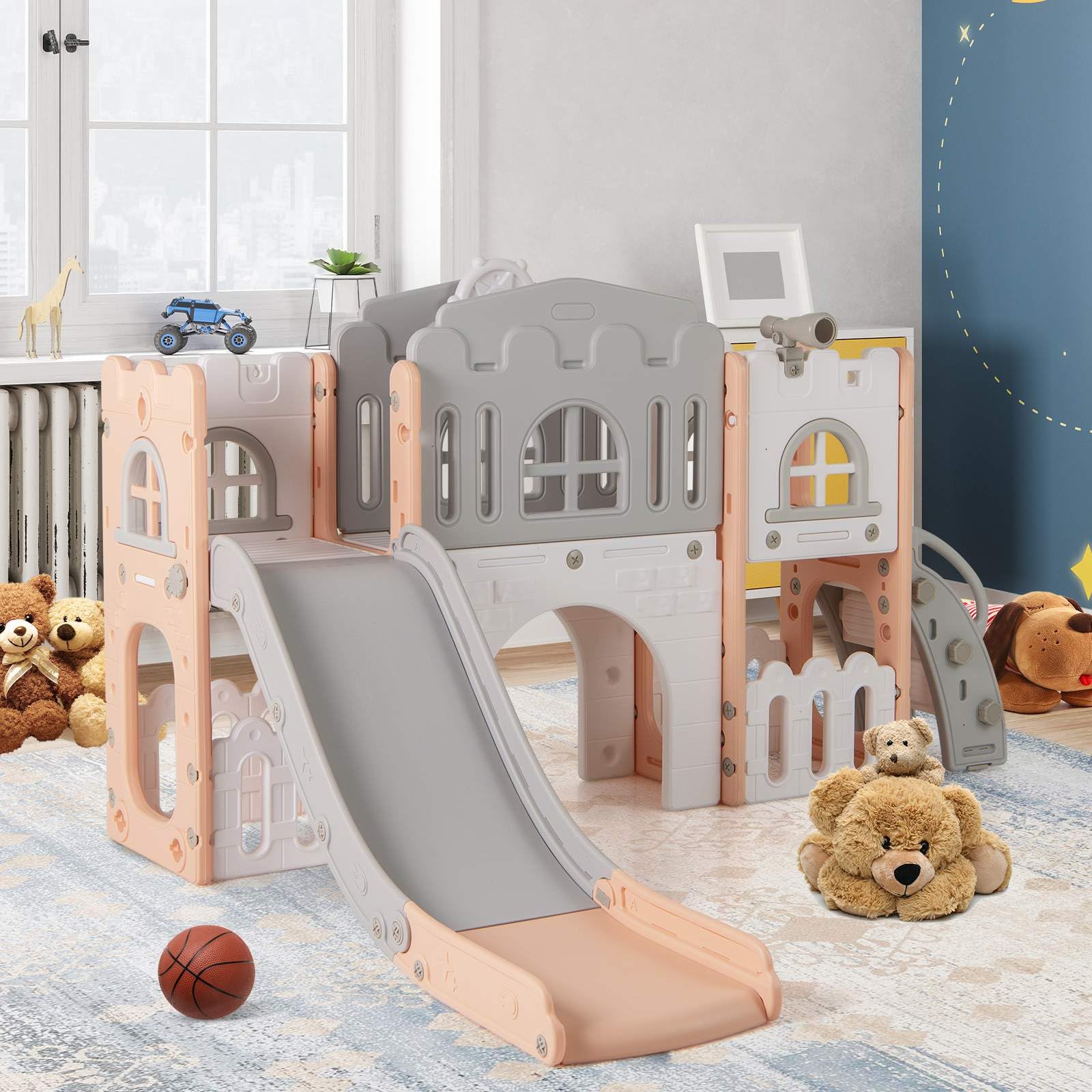 HONEY JOY All in 1 L-Shaped Slide for Toddlers Age 1-3