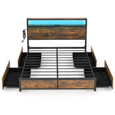 Giantex Queen Bed Frame with Smart LED Lights, Metal Platform Bed with Storage Headboard