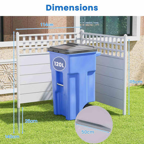 Air Conditioner Fence Panels, 114 x 115 cm Vinyl Picket Fence with Metal Ground Stakes