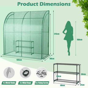 215 cm Portable Lean-to Walk-in Wall Greenhouse w/ Weatherproof PE Cover Outdoor