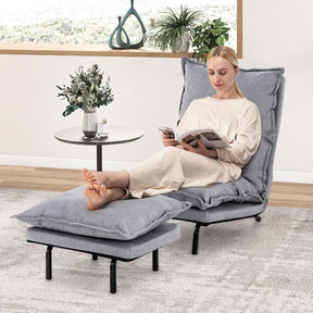 Giantex Modern Armless Accent Chair w/Ottoman