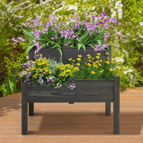2 Tier Wooden Raised Garden Bed, Fir Wood Elevated Planter Garden Box