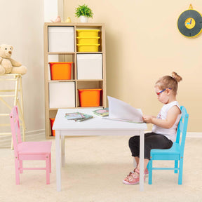 Kids Table and 4 Chairs Set, 5 Pieces Activity Table Set, Durable Wooden Desk Furniture for Toddlers