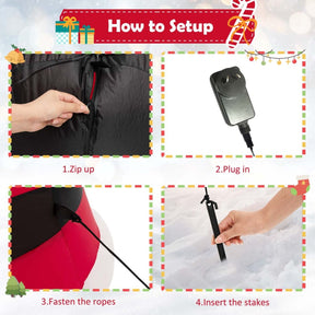 2.4M Inflatable Santa Claus Holding Crutch Lollipop with 2 Built-in LED Lights and Powerful Blowe
