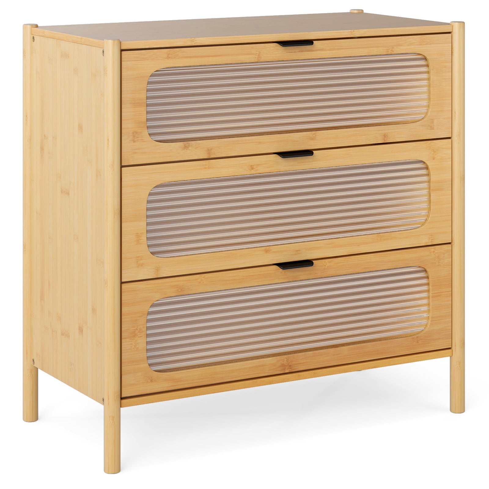 3/4-Drawer Dresser Bamboo Storage Cabinet Mid Century Modern Chest of Drawers