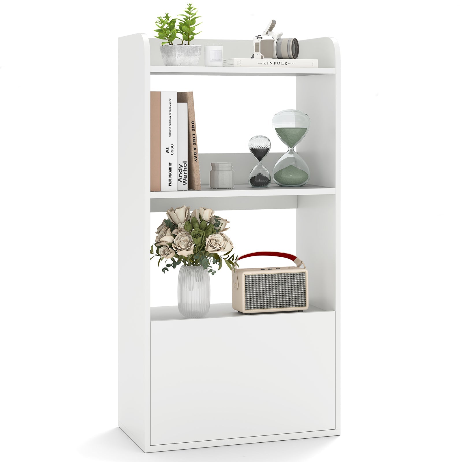 Bookcase with Drawer Freestanding Bookshelf Storage Rack for Living Room