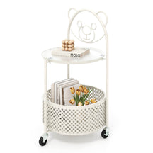 HONEY JOY 2-Tier Round End Table Storage Side Table Bedroom w/Lockable Wheels