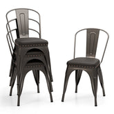 Metal Dining Chair Set of 4 Stackable Kitchen Chairs Cafe Restaurant Chairs