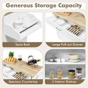 Kitchen Island Cart with Lockable Rubber Casters for Kitchen